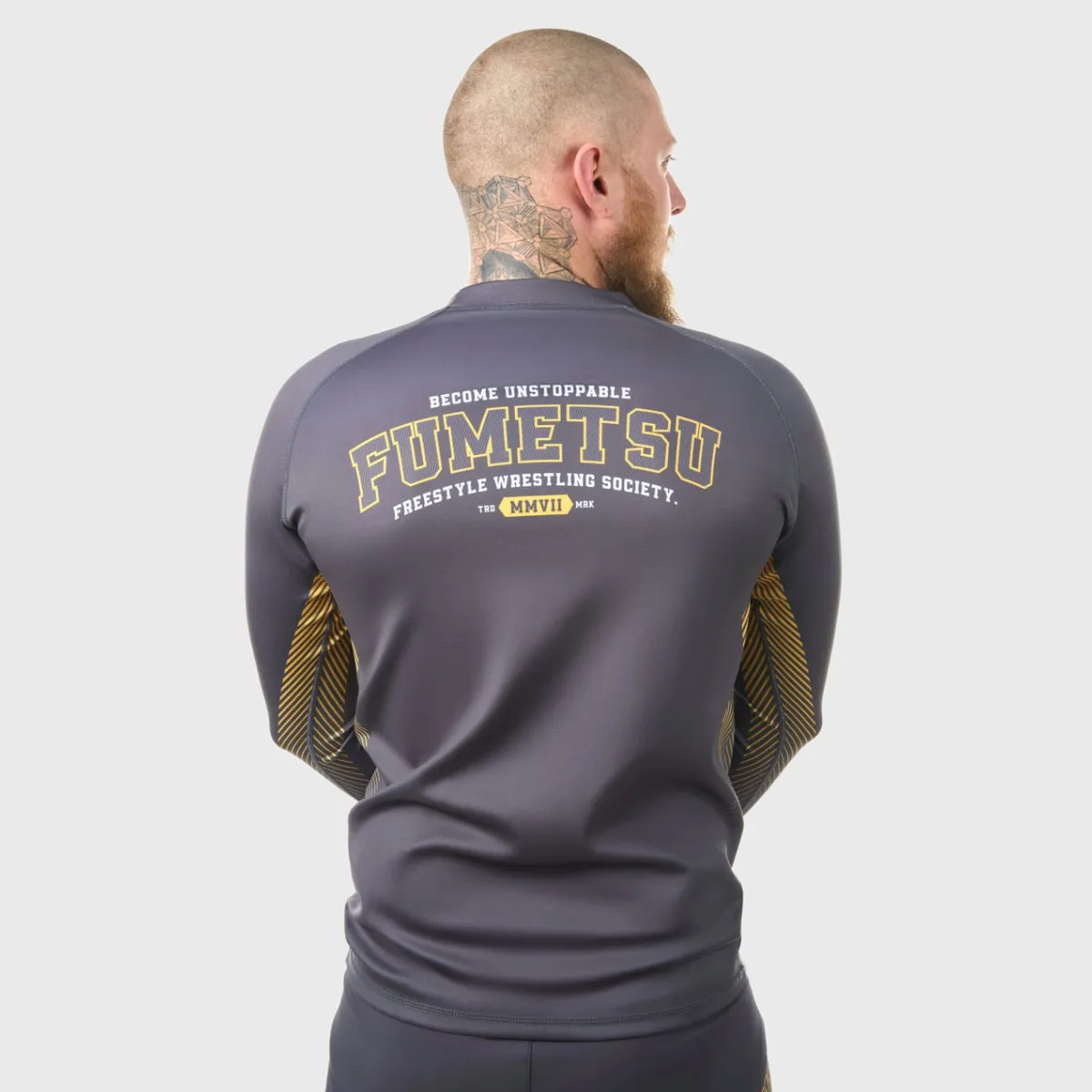 Fumetsu Varsity Long Sleeve Rash Guard Grey