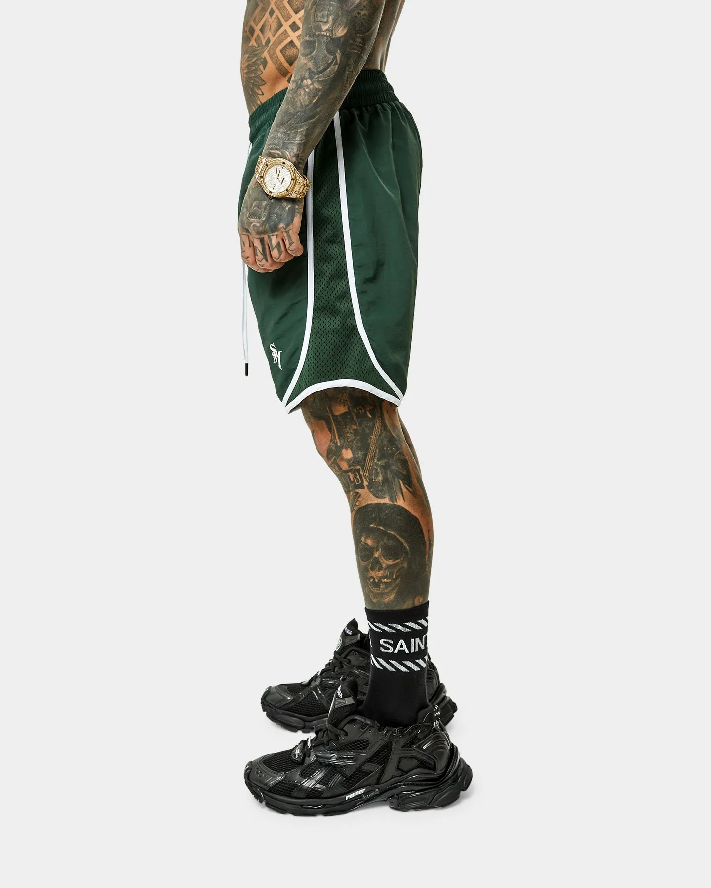 Saint Morta Icarus Vintage Running Shorts Dark Green