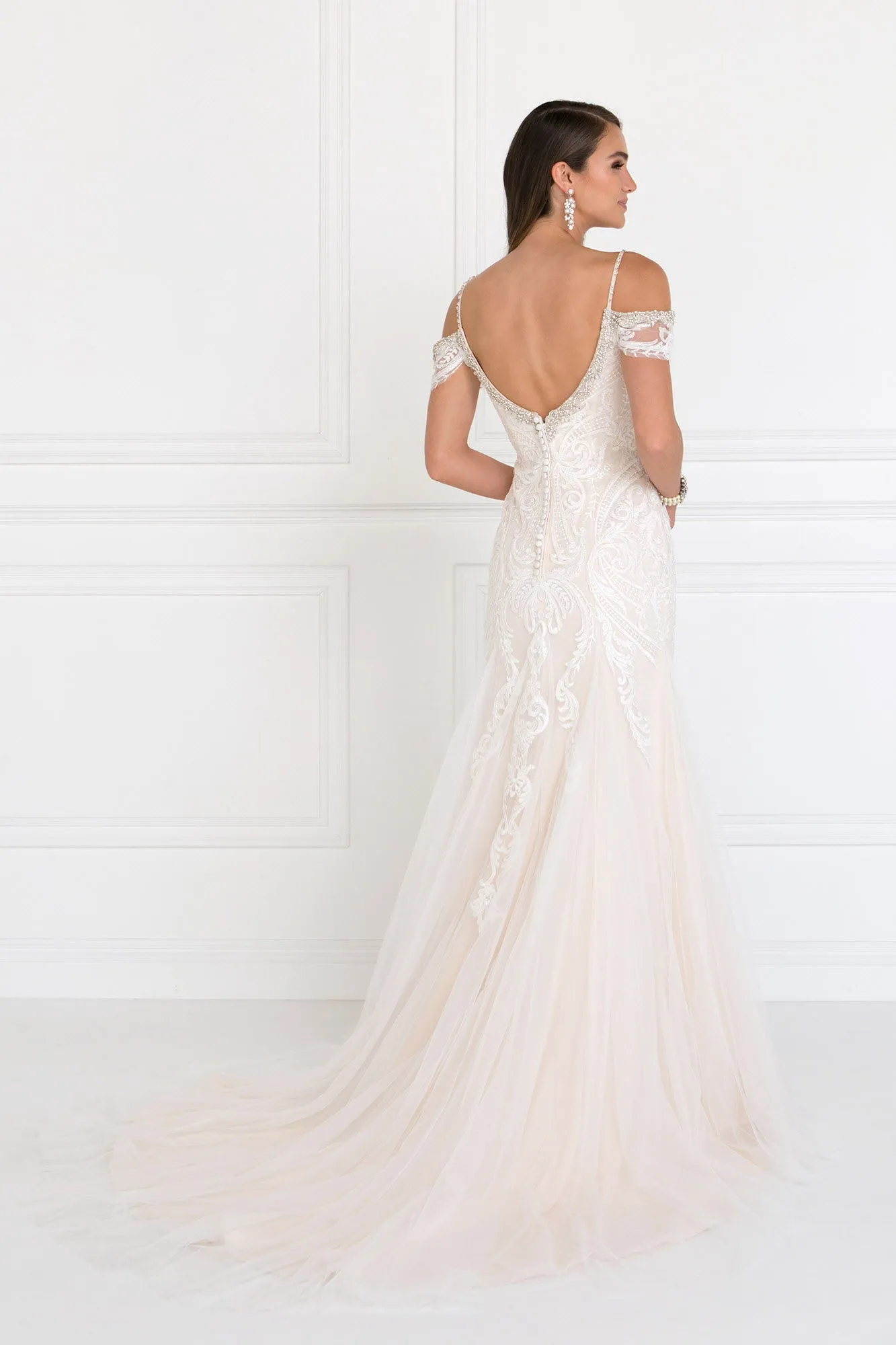 Tulle Off-Shoulder Sweetheart Mermaid Long Dress with Lace Applique GLGL1513